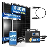 PIANETA Balkonkraftwerk 1170W Solaranlage mit 800W Eway Micro Wechselrichter WiFi Bluetooth, 2X 450W Marken Solarmodule mit...